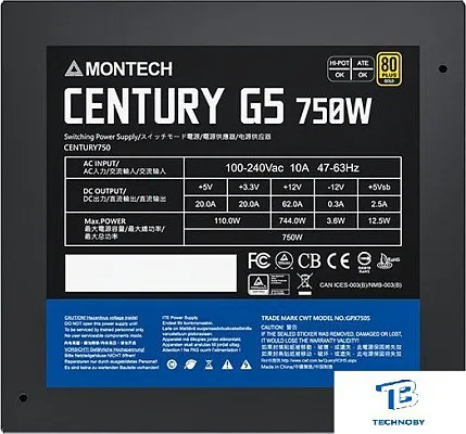 картинка Блок питания Montech 750W CENTURY G5