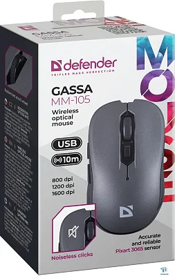 картинка Мышь Defender Gassa MM-105 серый
