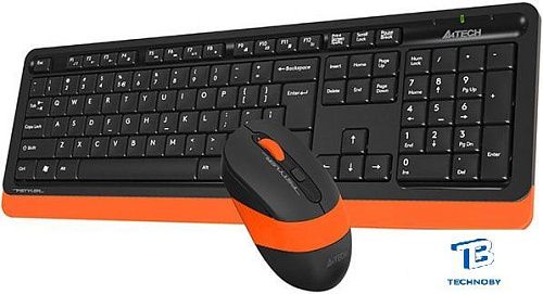 картинка Набор (Клавиатура+мышь) A4Tech FG1010 черный/оранжевый