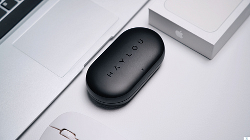 картинка Наушники Haylou PurFree Buds Черный/оранжевый