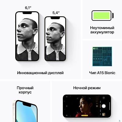 картинка Смартфон iPhone 13 Starlight 128GB MLPG3