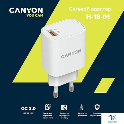 картинка Зарядное устройство Canyon CNE-CHA18W