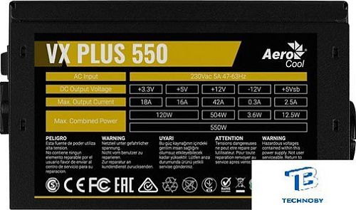 картинка Блок питания Aerocool VX Plus 550 550W