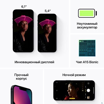 картинка Смартфон iPhone 13 Midnight 128GB MLDU3