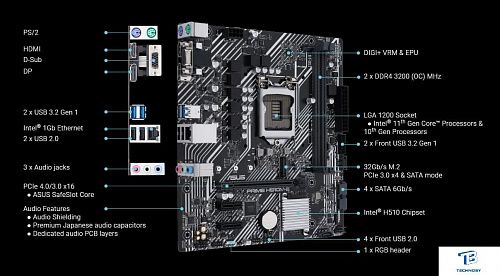 картинка Материнксая плата Asus PRIME H510M-E