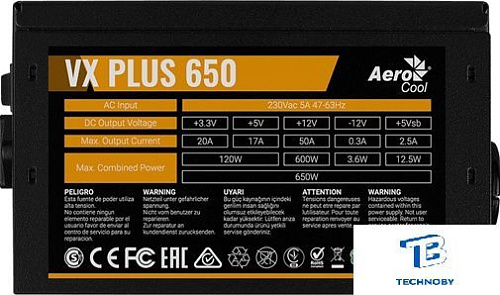 картинка Блок питания Aerocool VX Plus 650 650W