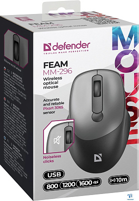 картинка Мышь Defender Feam MM-296 серый