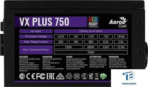 картинка Блок питания AeroCool VX-750 Plus RGB