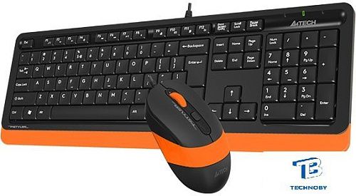 картинка Набор (Клавиатура+мышь) A4Tech Fstyler F1010 черный/оранжевый