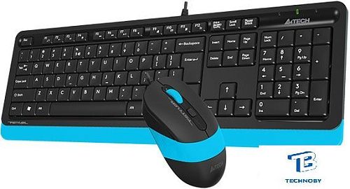 картинка Набор (Клавиатура+мышь) A4Tech Fstyler F1010 черный/синий