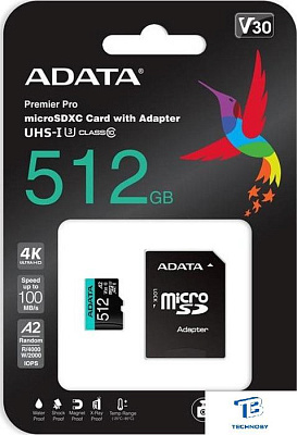 картинка Карта памяти A-Data 512GB AUSDX512GUI3V30SA2-RA1