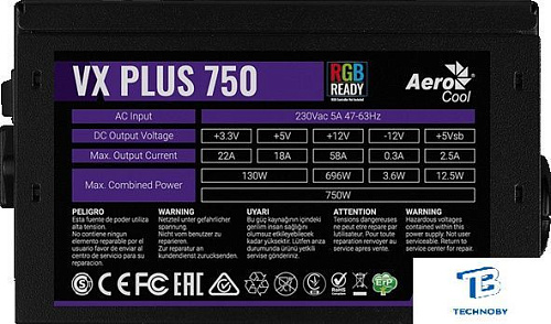 картинка Блок питания AeroCool VX-800 Plus RGB