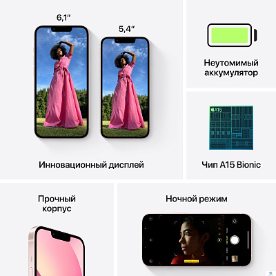 картинка Смартфон iPhone 13 Pink 128GB MLPH3