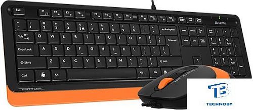 картинка Набор (Клавиатура+мышь) A4Tech Fstyler F1010 черный/оранжевый