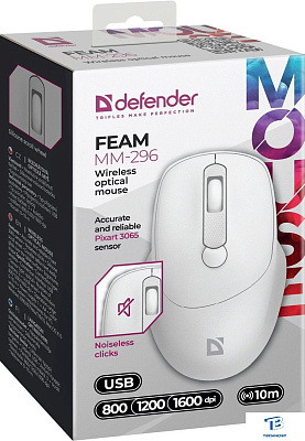 картинка Мышь Defender Feam MM-296 белый