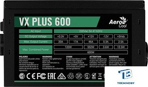 картинка Блок питания Aerocool VX PLUS 600W