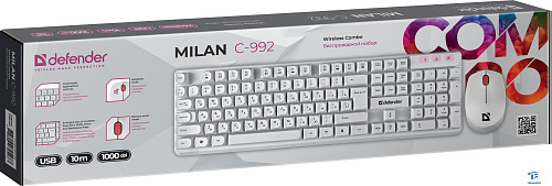 картинка Набор (Клавиатура+мышь) Defender Milan C-992 белый